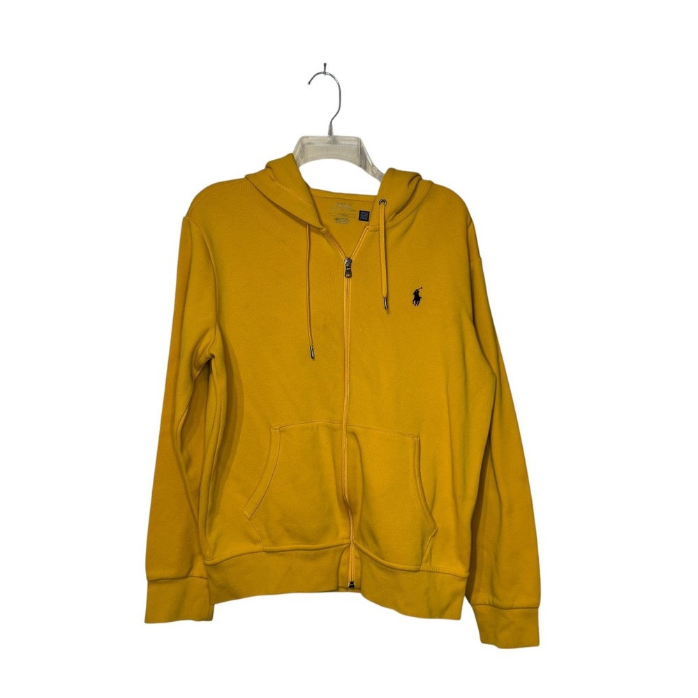 Polo Ralph Lauren Women Jacket Vintage 90's Full Zip Fleece Hoodie Yellow Medium